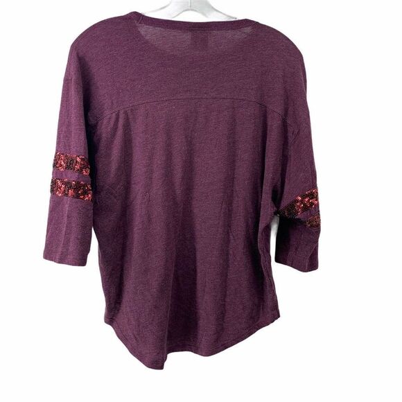 Victorias Secret PINK 3/4 Sleeve Logo Sequin Top - Picture 3 of 7